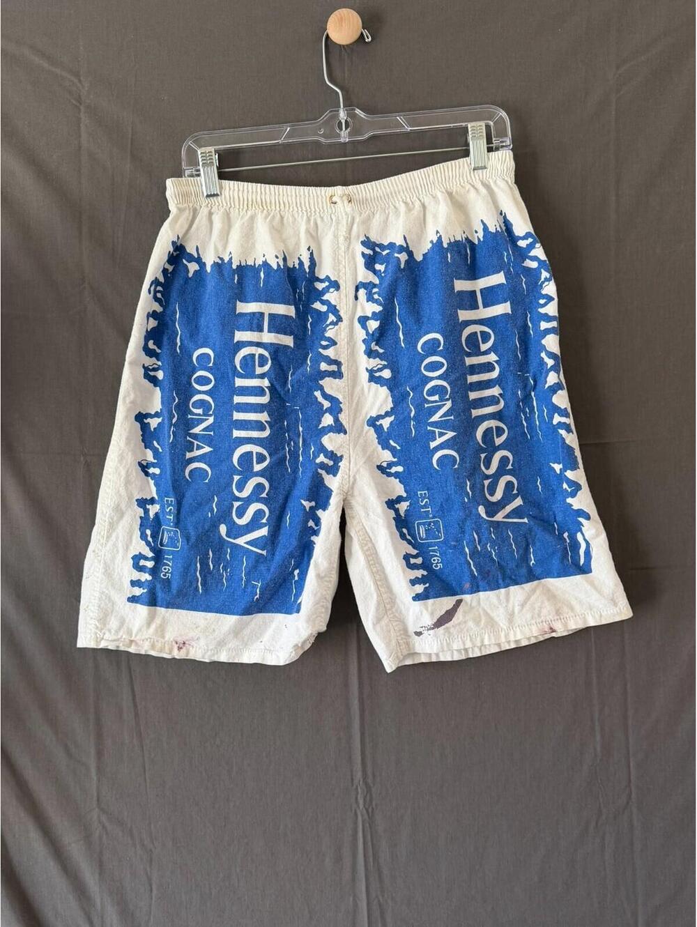 Hennessy Cognac Shorts Mens Medium White Blue All Over Print